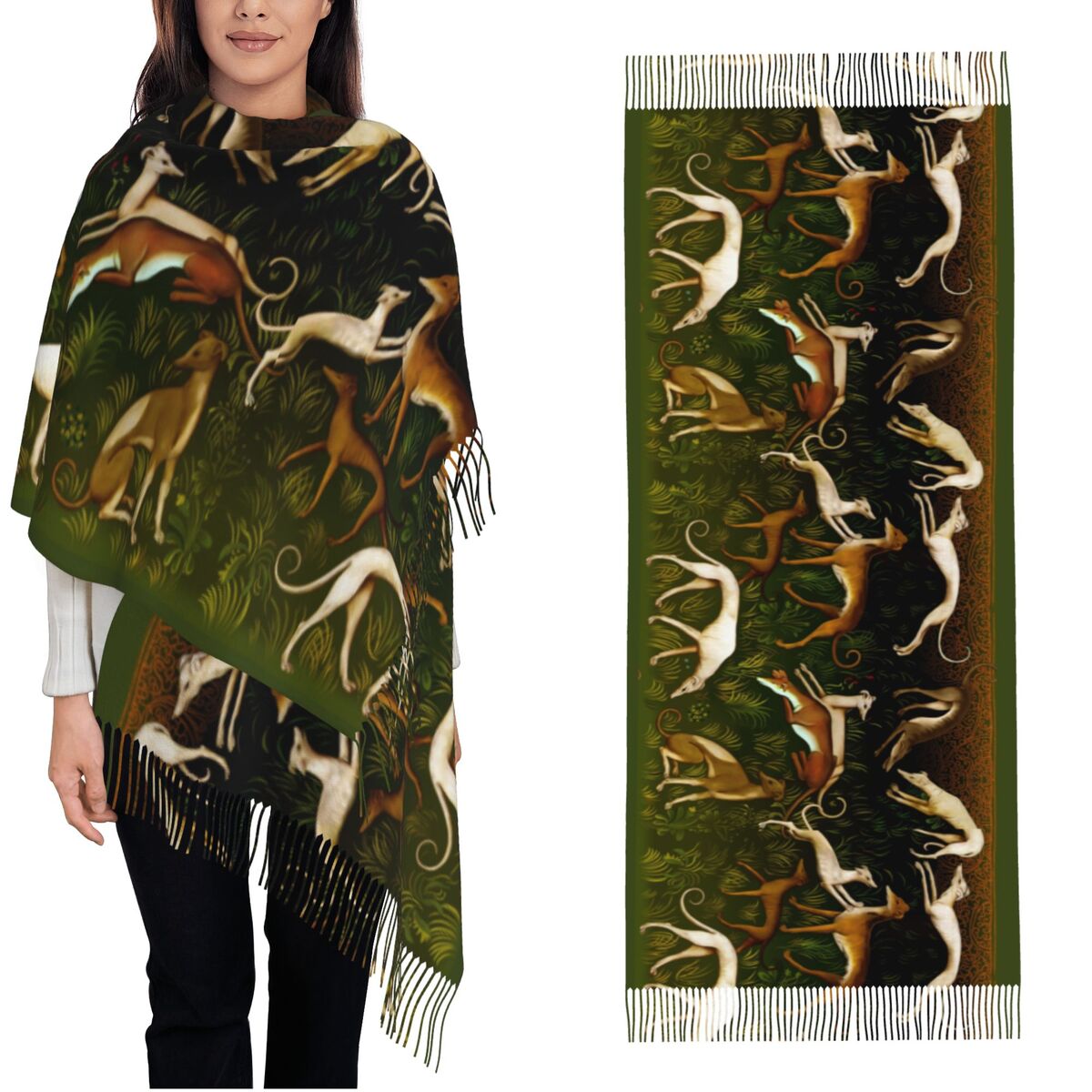 Pashmina Wrap Large - Greyhounds Shawl Wrap Women Winter Large