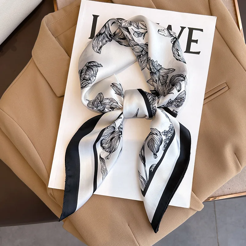 Scarf Silk Square - 70*70cm Luxury Floral Print Silk Square