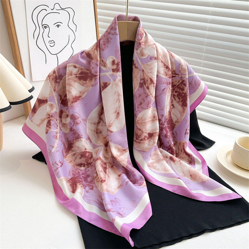 Scarf Silk Square - Retro 90cm Printed Large Square Scarf