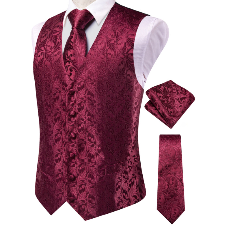 VerveRow Men Burgundy Floral J - Pocket Square Set 评论和价格