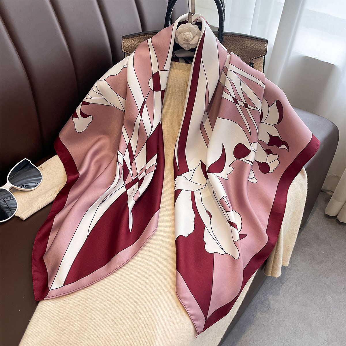 Luxury 90*90Cm Square Scarf Tw - Silk Neck Scarf 评论和价格