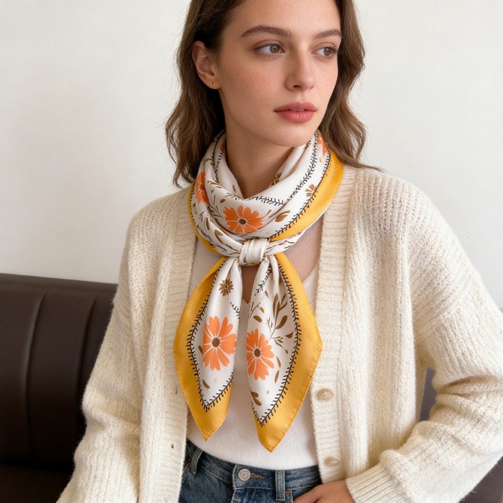 1Pc new printed fashion silk s - Silk Neck Scarf 评论和价格