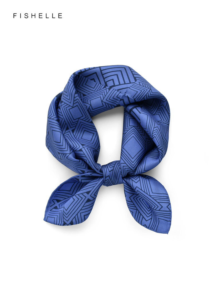 Geometric printed real silk tw - Silk Neck Scarf 评论和价格