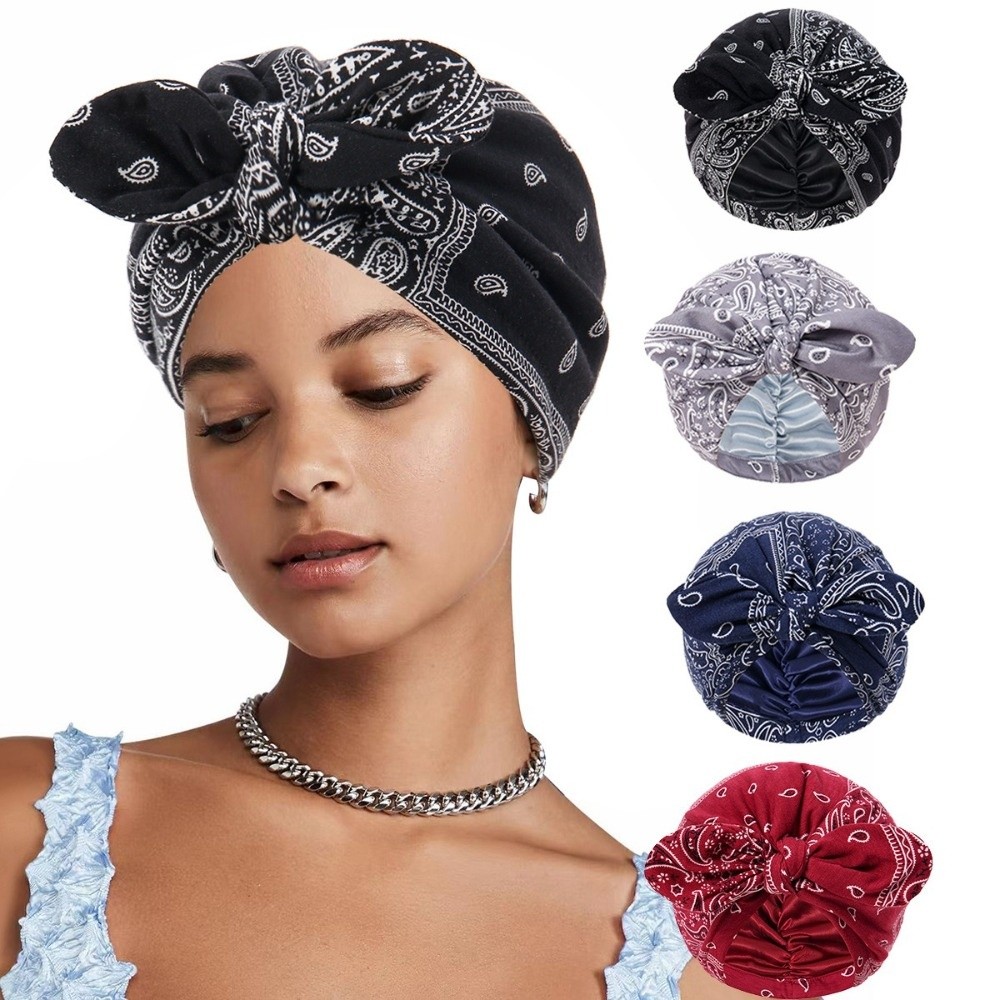 Satin Lined Bandana Turban Hat - Bow Tie Pre Tied 评论和价格